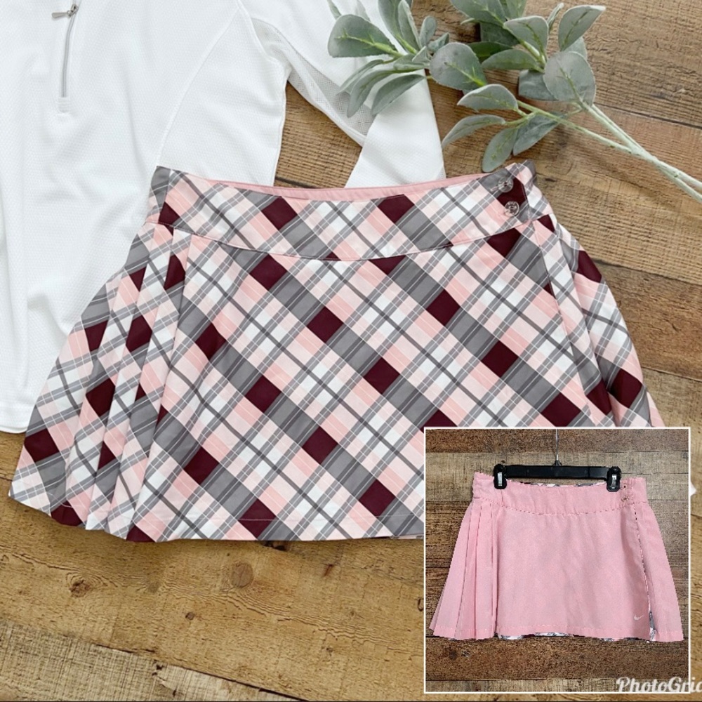 Nike Pink Plaid Circle Skater Skirt
